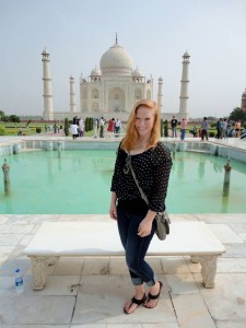 Paige in front of the Taj Mahal