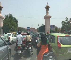 A typical traffic scene in India