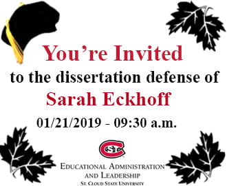 Invitation to Join Sarah Eckhoff’s Dissertation Final Defense