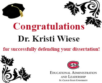Congratulations Dr. Kristi Wiese!