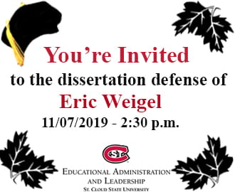 Invitation to Join Eric Weigel's dissertation Final Defense