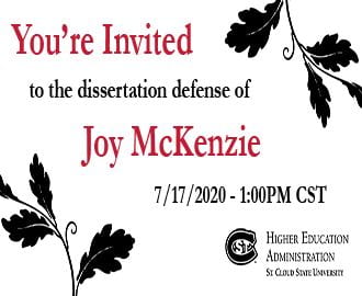 Invitation to Dissertation Defense – Joy McKenzie