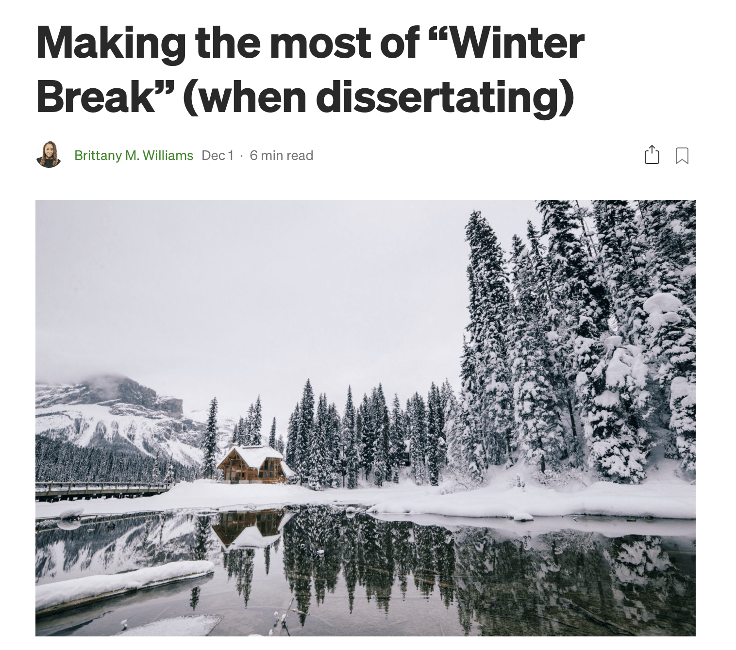 Check out Dr. Williams' Advice for "Making the most of 'Winter Break' (when dissertating)"