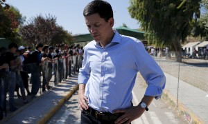  International Rescue Committee head David Miliband at a refugee camp for Syrians on the Greek island of Lesbos. Photograph: Alkis Konstantinidis/Reuters