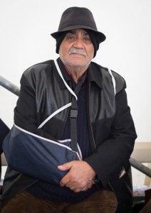 GEVGELIJA, MACEDONIA - OCTOBER 23:  A elderly Syrian man holds his arm broken on the voyage from Syria at a refugee reception centre on October 23, 2015 in Gevgelija, Macedonia. Despite the worsening weather, thousands of migrants have continued to arrive daily in Former Republic Of Macedonia and the small border town of Gevgelija, as they continue their journey on towards western Europe.  (Photo by Matt Cardy/Getty Images)